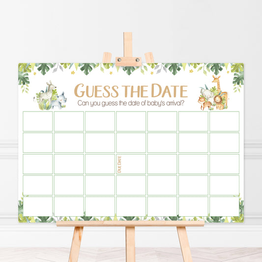NEW - Safari Theme Guess the Date Baby Shower Activity