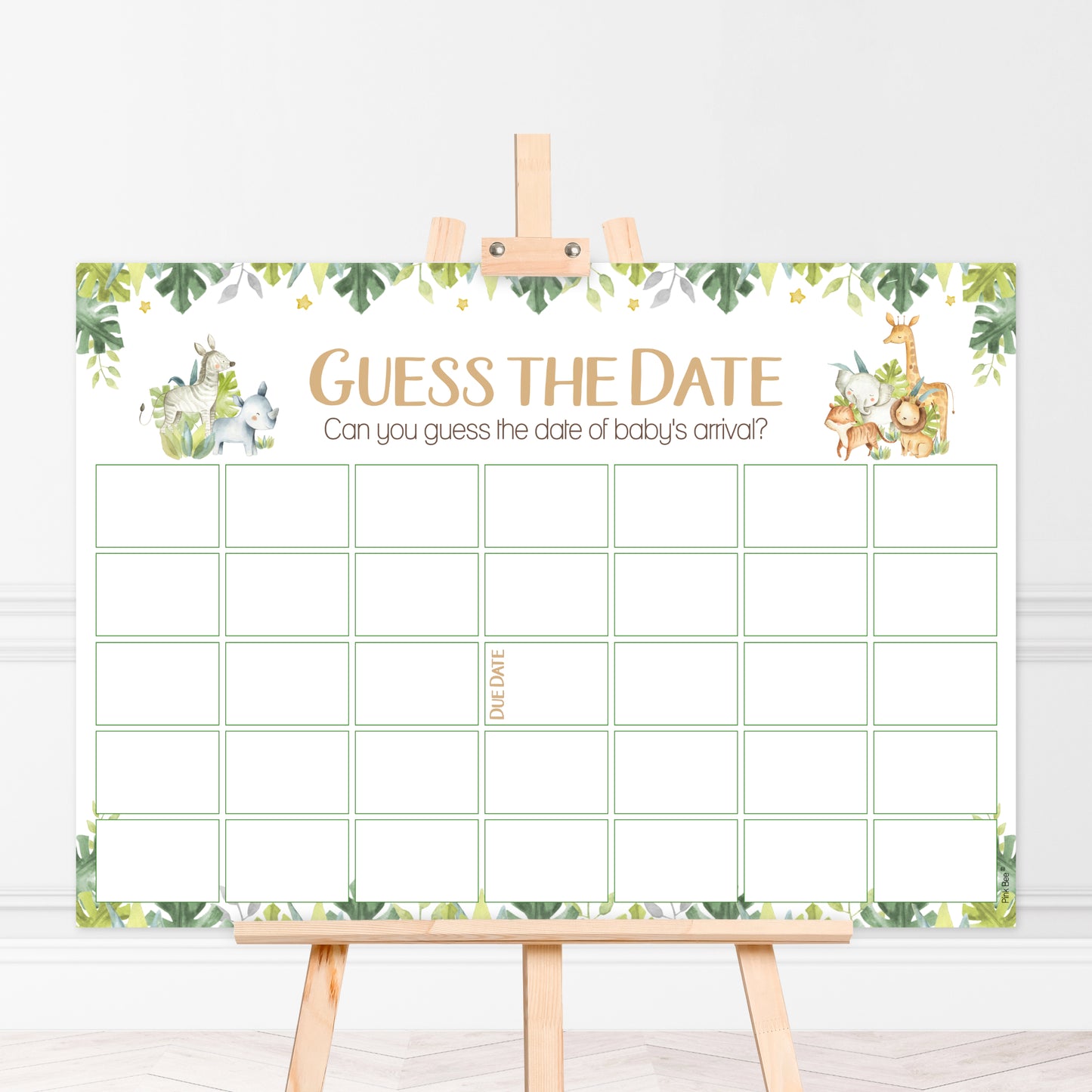 NEW - Safari Theme Guess the Date Baby Shower Activity