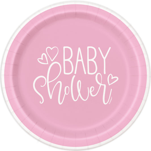 Pink Hearts Dinner Plates - Uk Baby Shower Co ltd