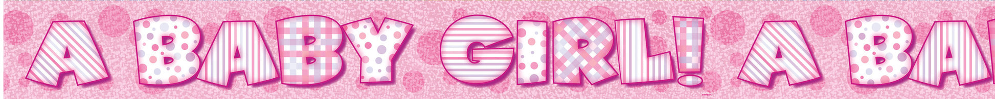 Pink Baby Girl Prismatic Foil Banner,[product type] - Baby Showers and More