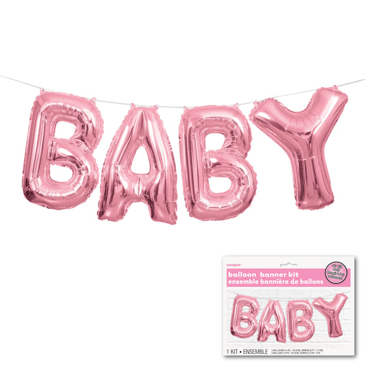 Pink BABY Foil Balloon Banner Kit
