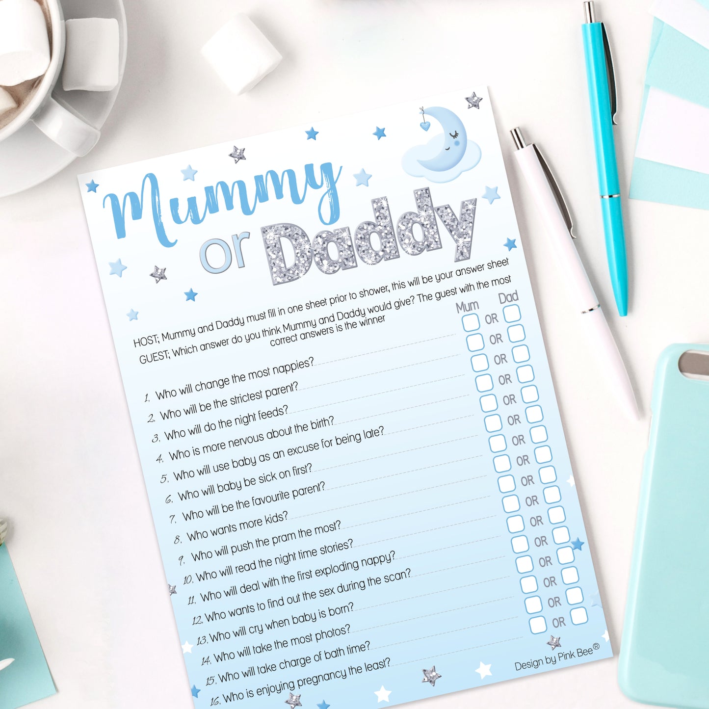 Blue Moon and Stars Mummy or Daddy Party Game