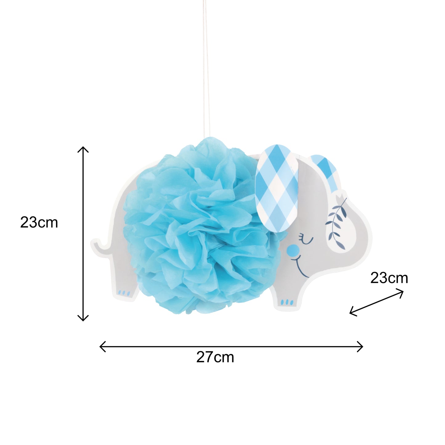 Blue Floral Elephant Baby Shower Puff Ball Decorations