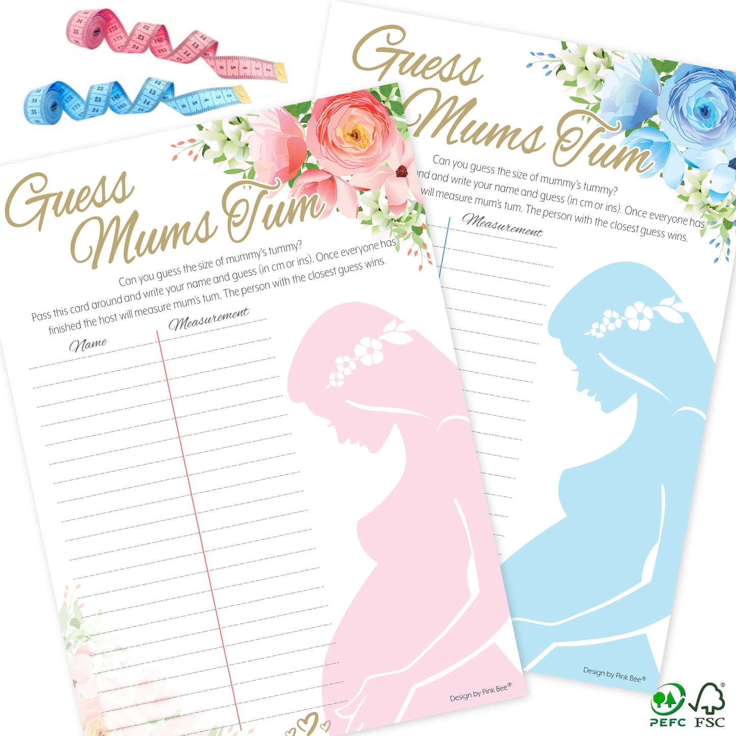 Pink Floral Guess Mums Tum Party Game
