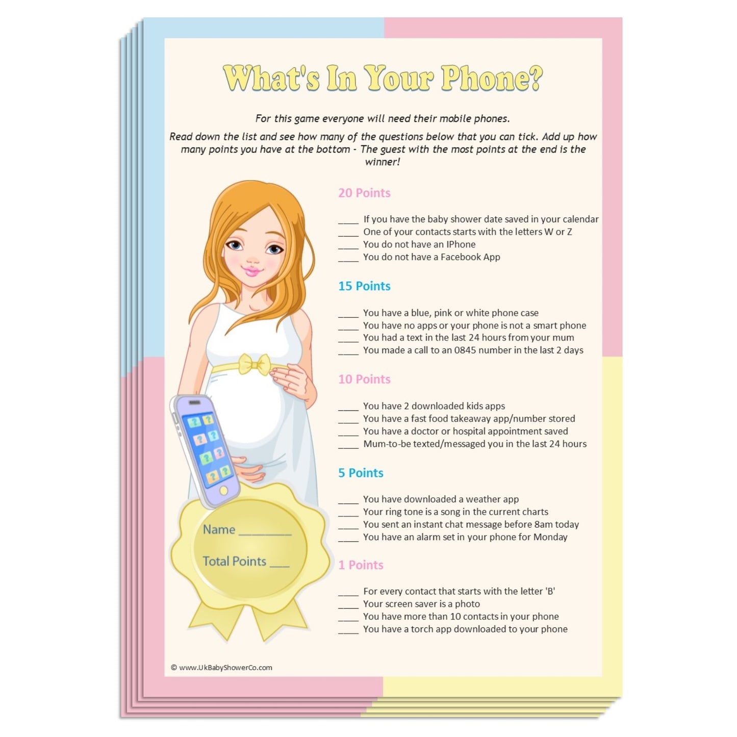What's in your phone? Party Game Pastel Theme,[product type] - Baby Showers and More
