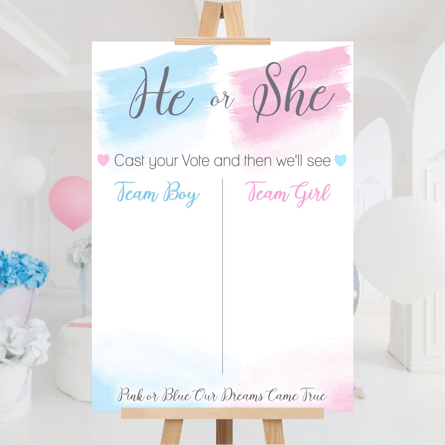 He or She Gender Reveal Voting Sign Guessing Game