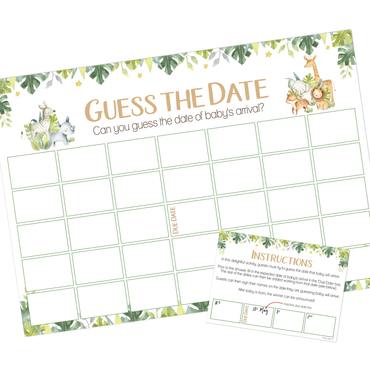 COMING SOON - Safari Theme Guess the Date Baby Shower Activity