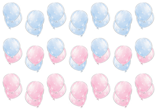 Double Balloon Stickers - Blue and Pink