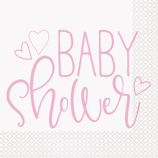 Pink Hearts Napkins - Uk Baby Shower Co ltd