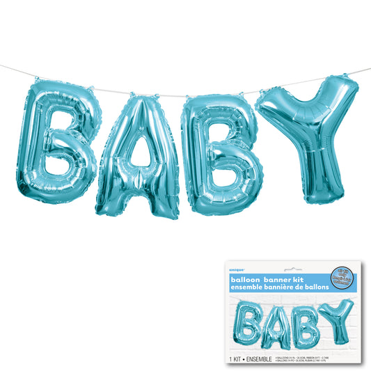 Blue BABY Foil Balloon Banner Kit
