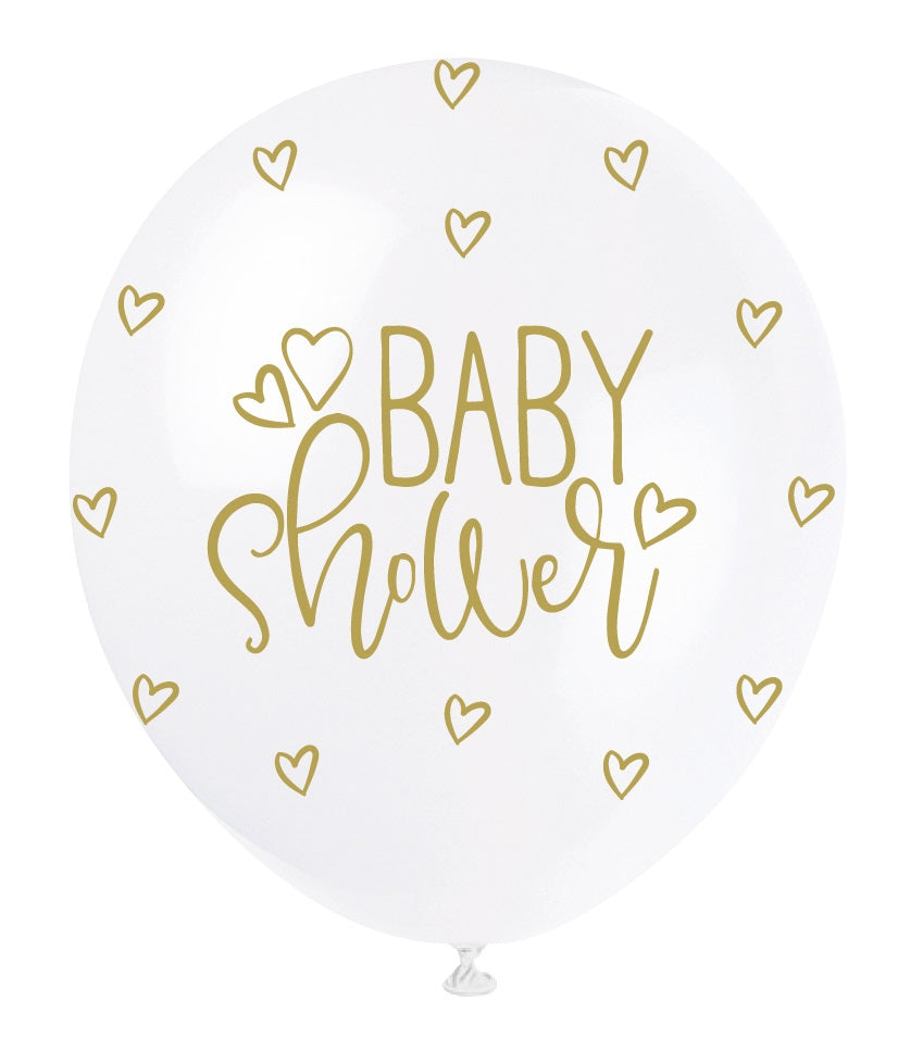 Baby Shower Gold Hearts Balloons - Uk Baby Shower Co ltd