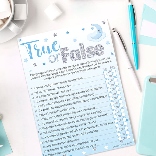 Blue Moon and Stars True or False Party Game