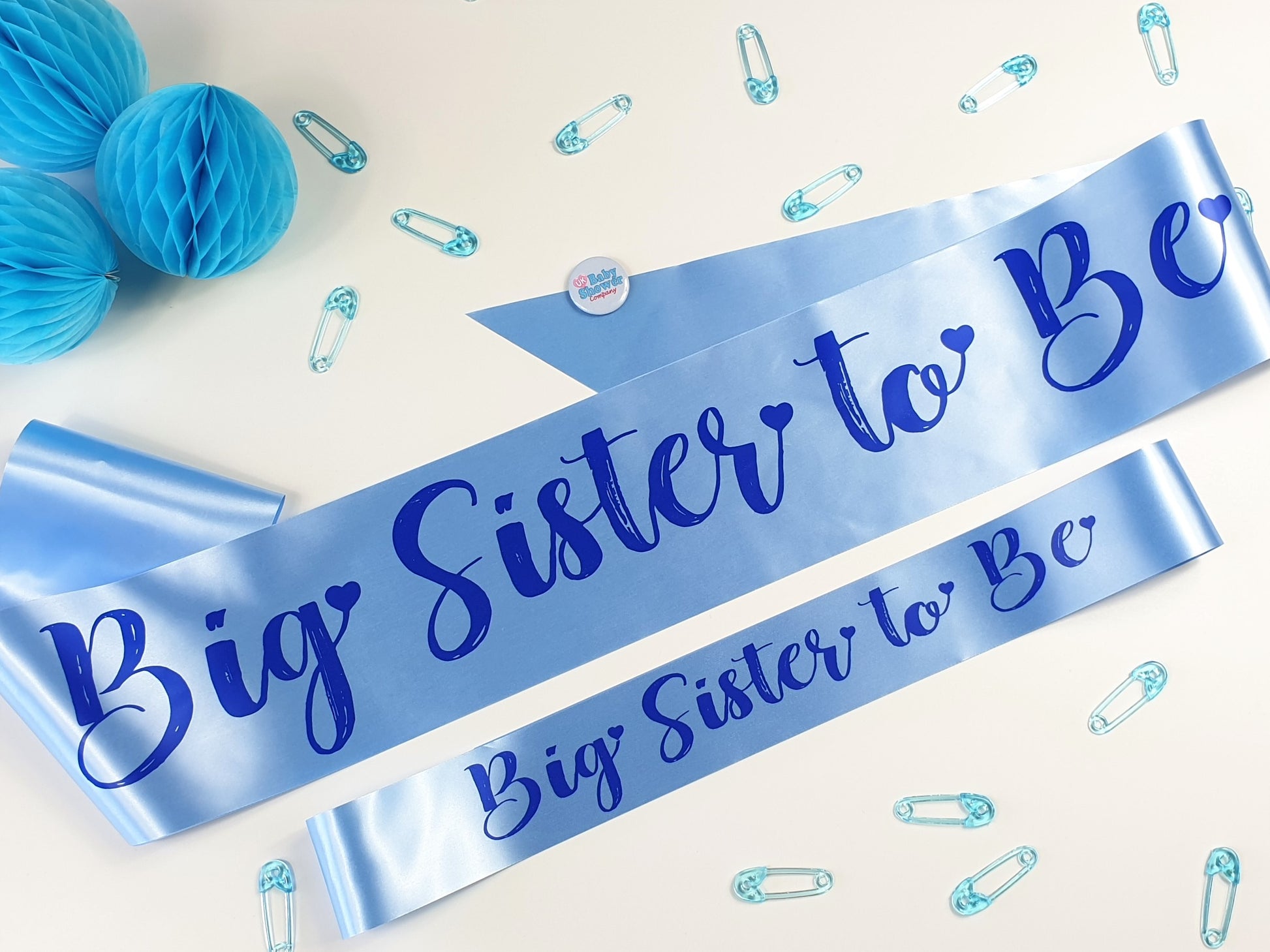 Big Sister to Be Sash Large - Blue - Uk Baby Shower Co ltd