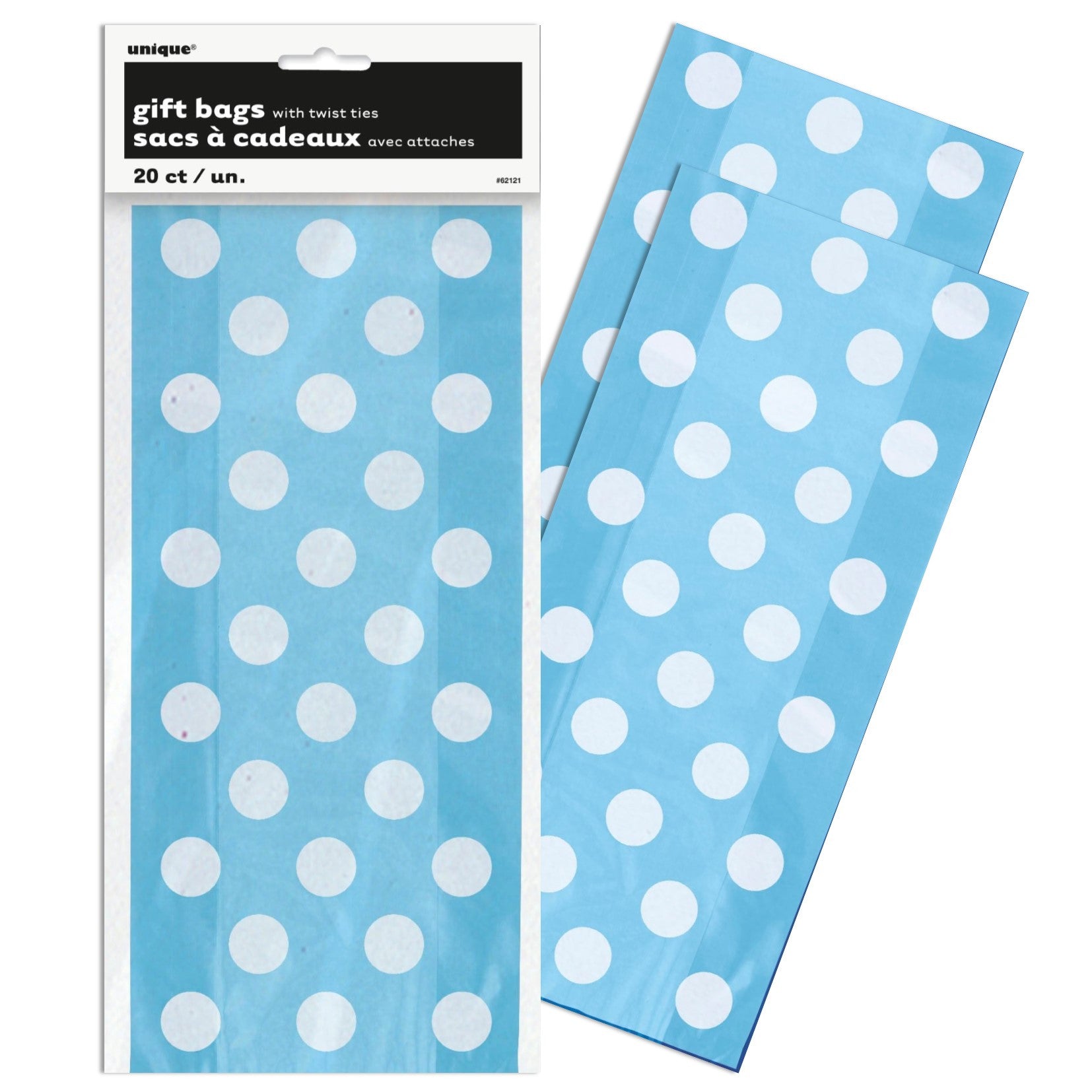 Blue Polka Dot Cello Party Bags,[product type] - Baby Showers and More