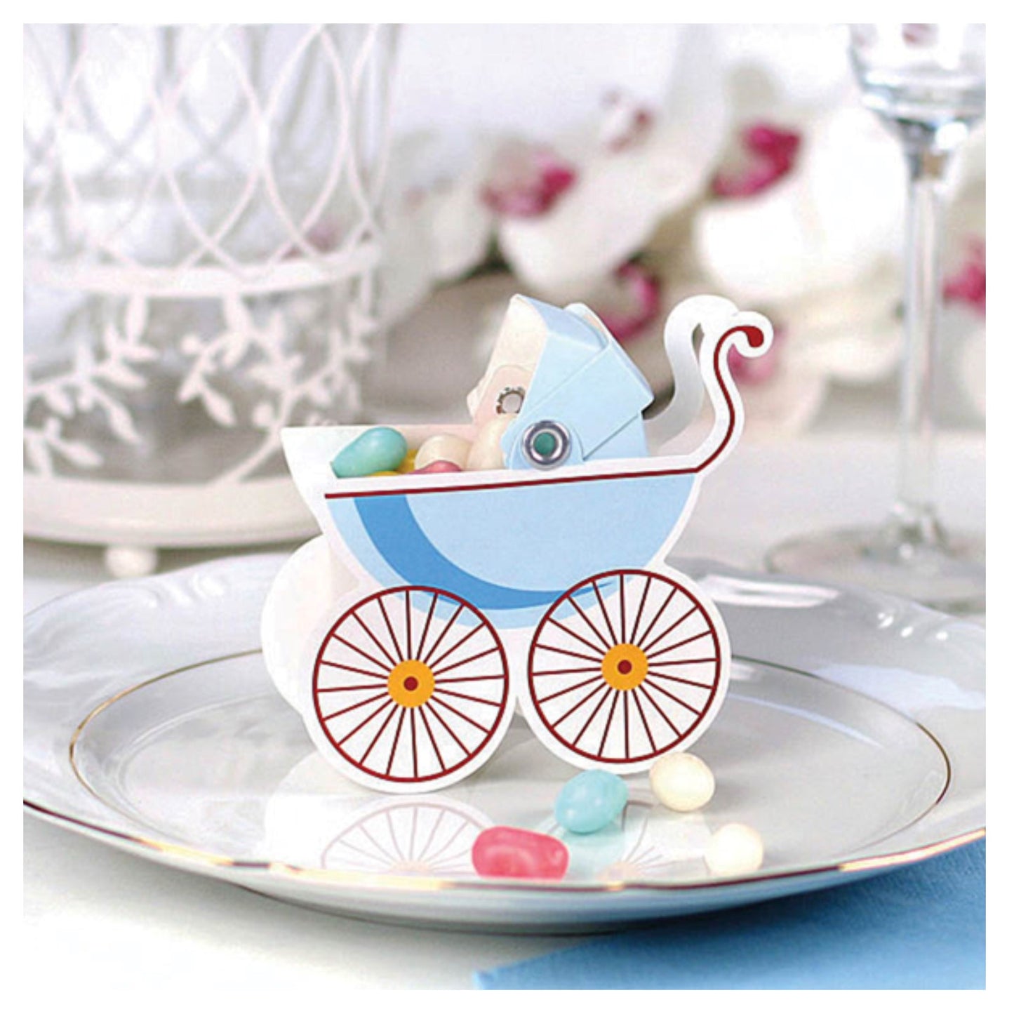 Blue Pram Favour Boxes,[product type] - Baby Showers and More