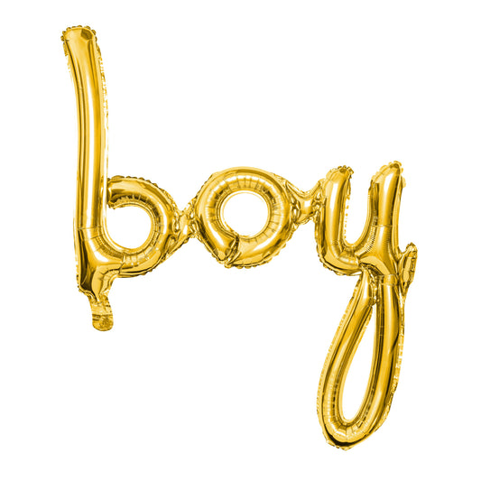 Gold BOY Phrase Balloon Banner