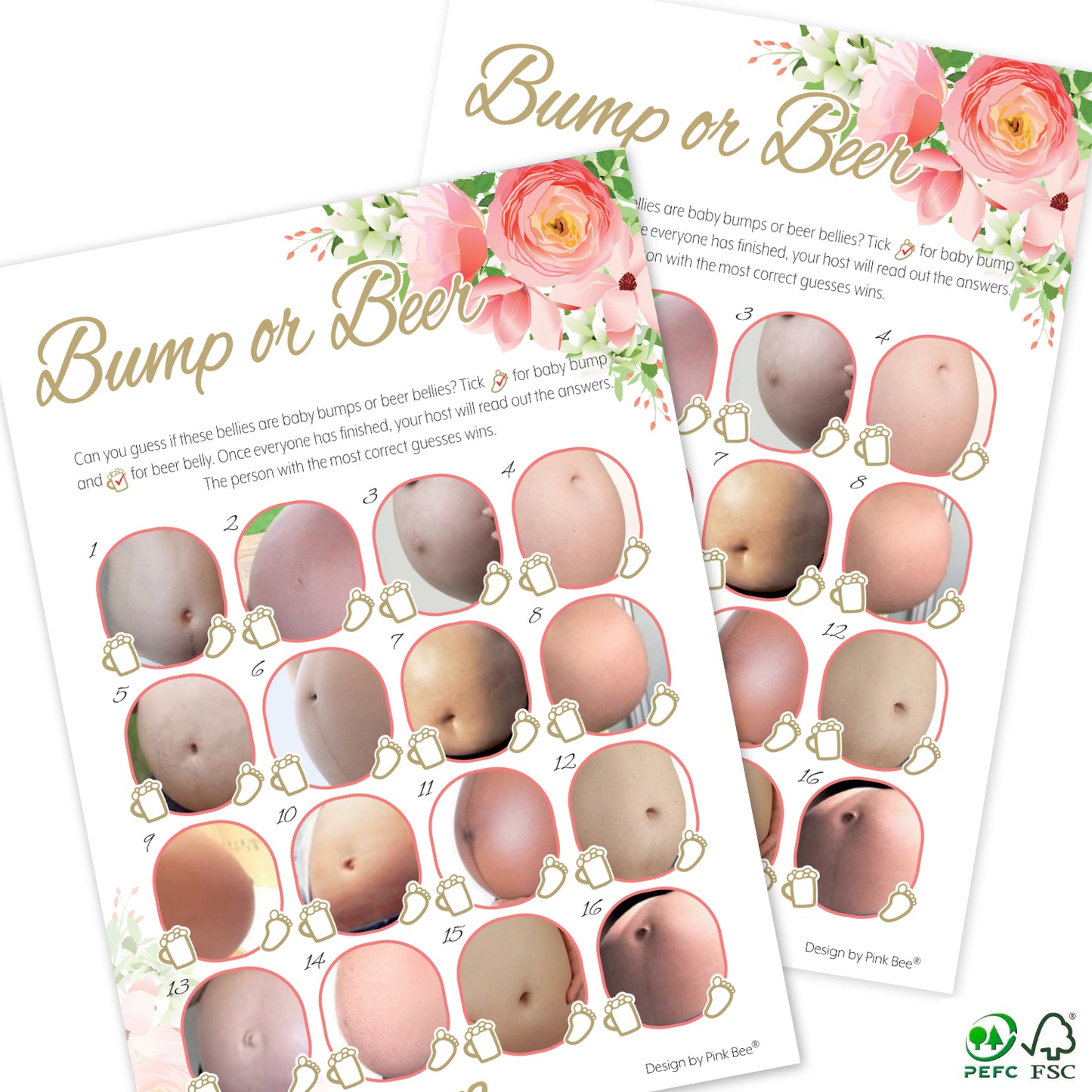Pink Floral Bump or Beer Party Game