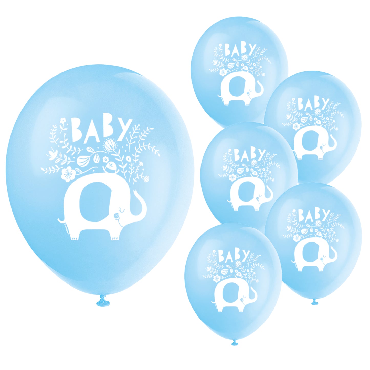 Blue Floral Elephant Baby Shower Balloons
