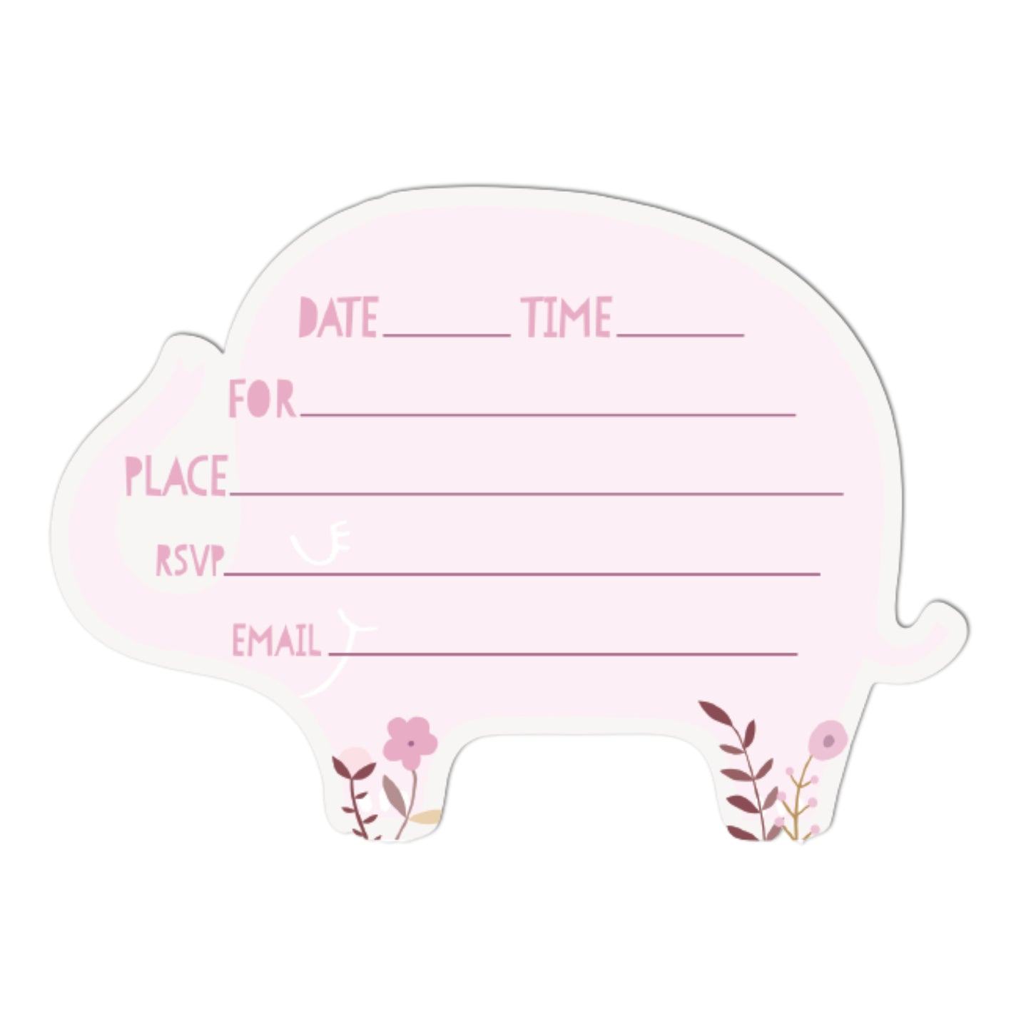 Pink Floral Elephant Invitations