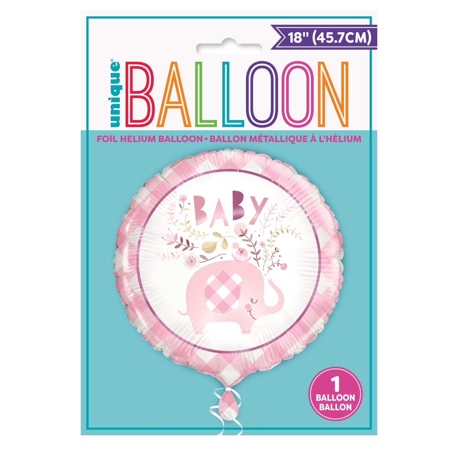 Pink Floral Elephant Foil Balloon