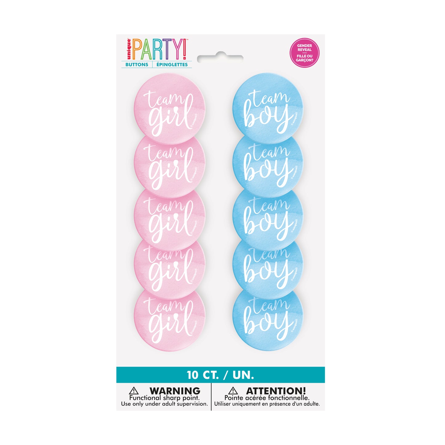 Gender Reveal New 'Team Boy or Girl' Buttons
