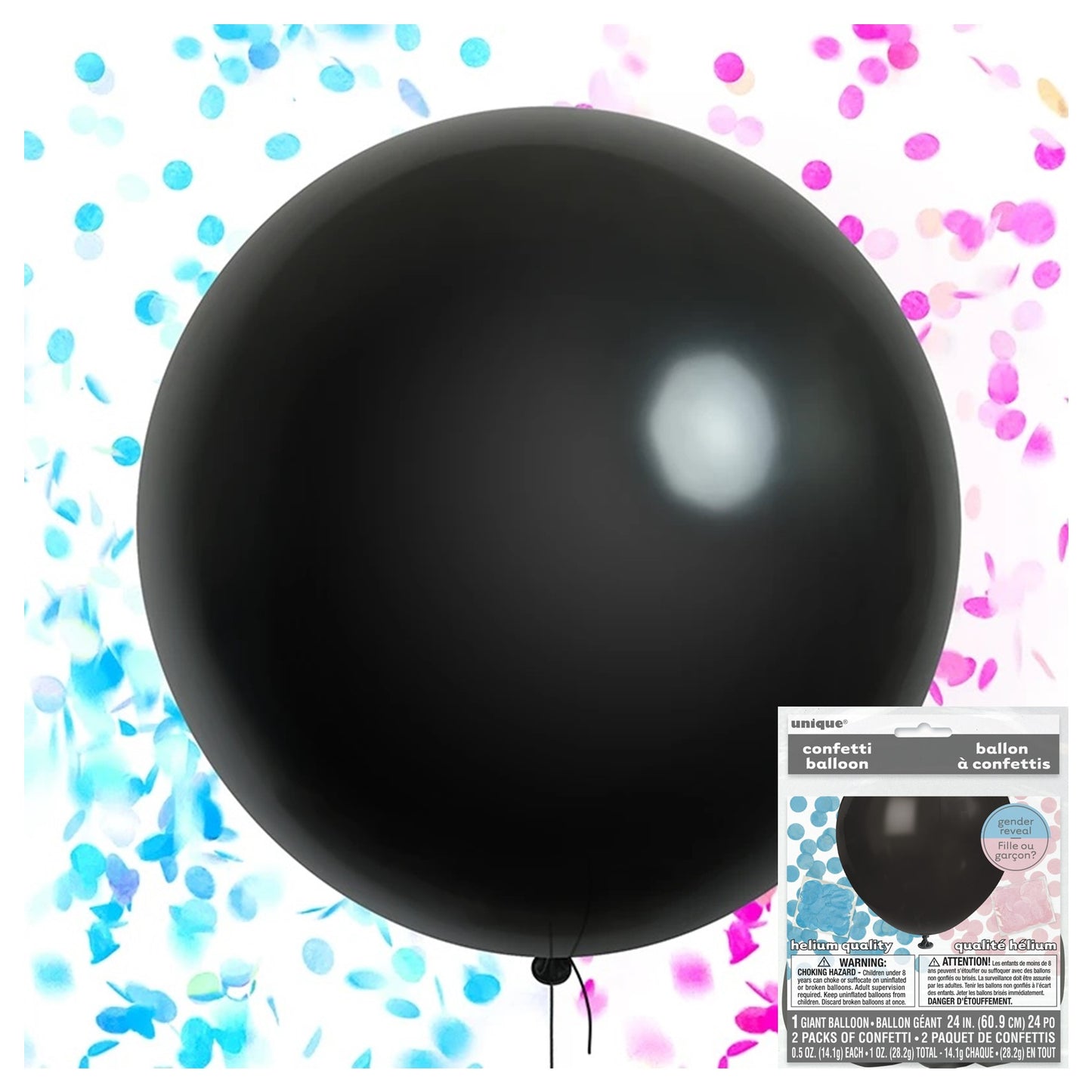 Gender Reveal Giant Confetti Balloon - Uk Baby Shower Co ltd