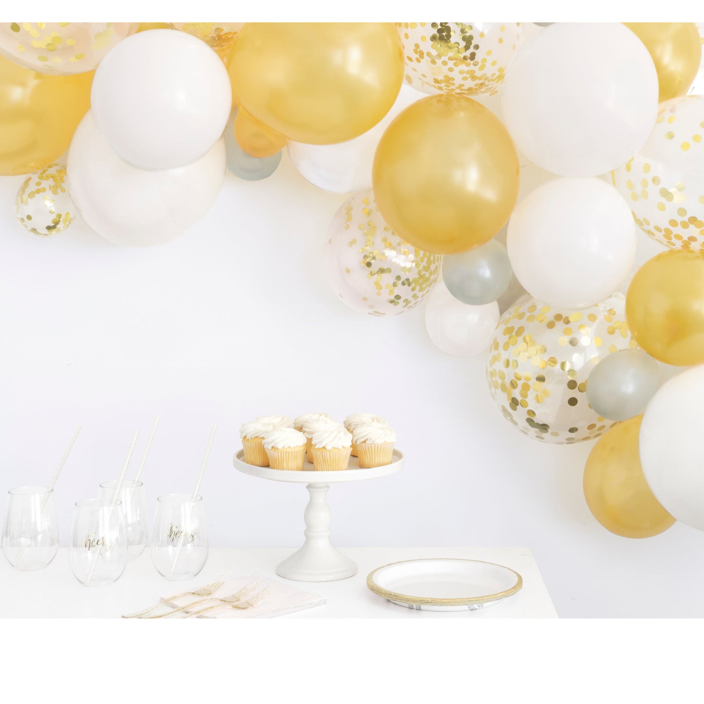 Gold, White and Silver Balloon Arch Kit DIY