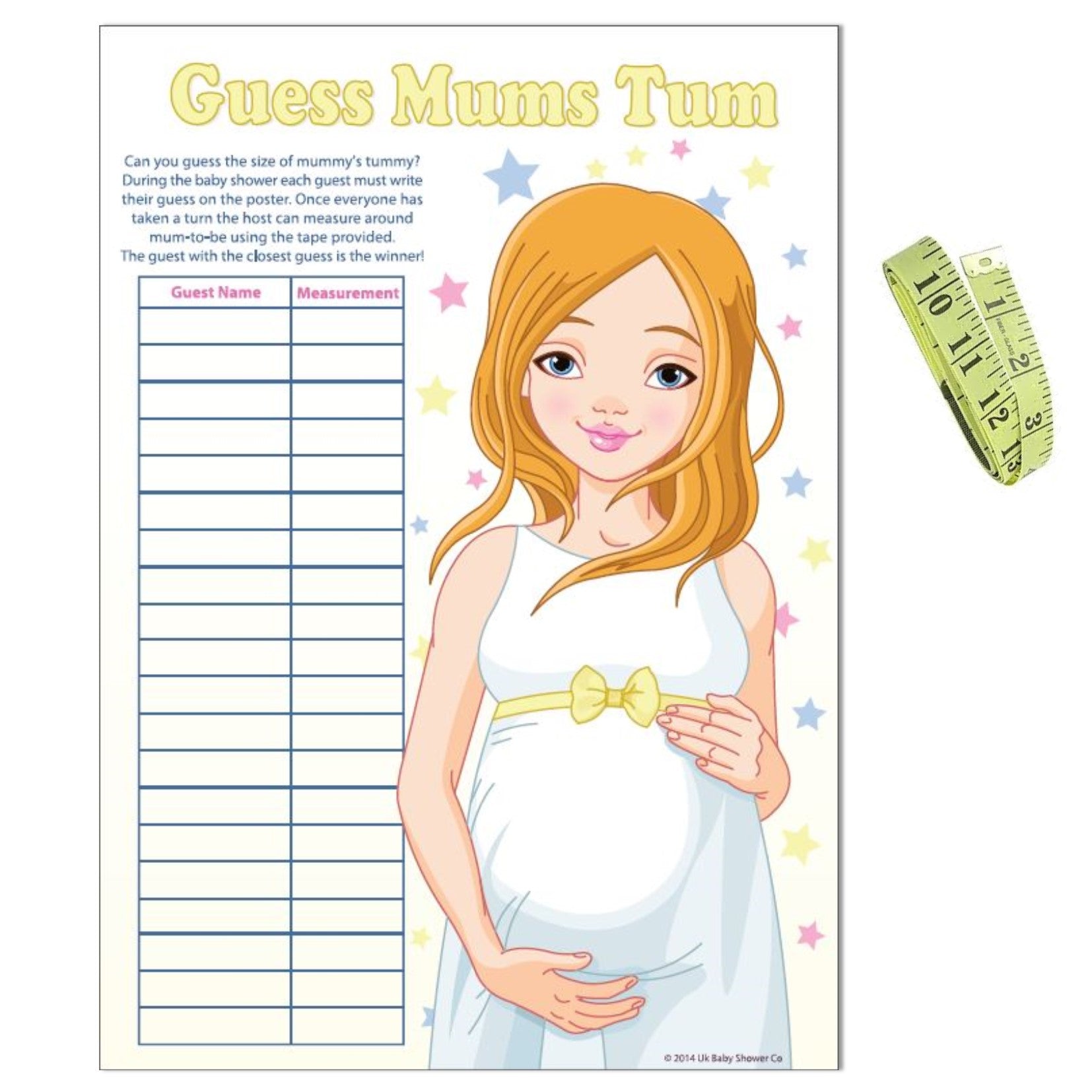 Stars Guess Mums Tum Party Game,[product type] - Baby Showers and More