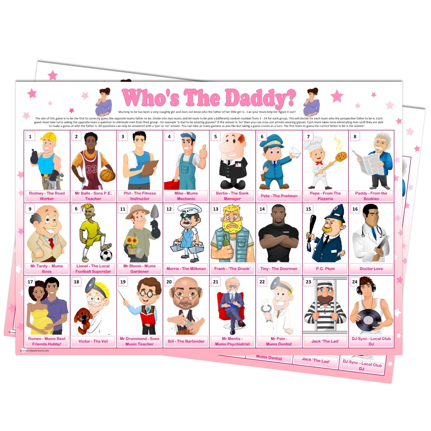 Guess Who's the Daddy Team Game - CLEARANCE - Uk Baby Shower Co ltd
