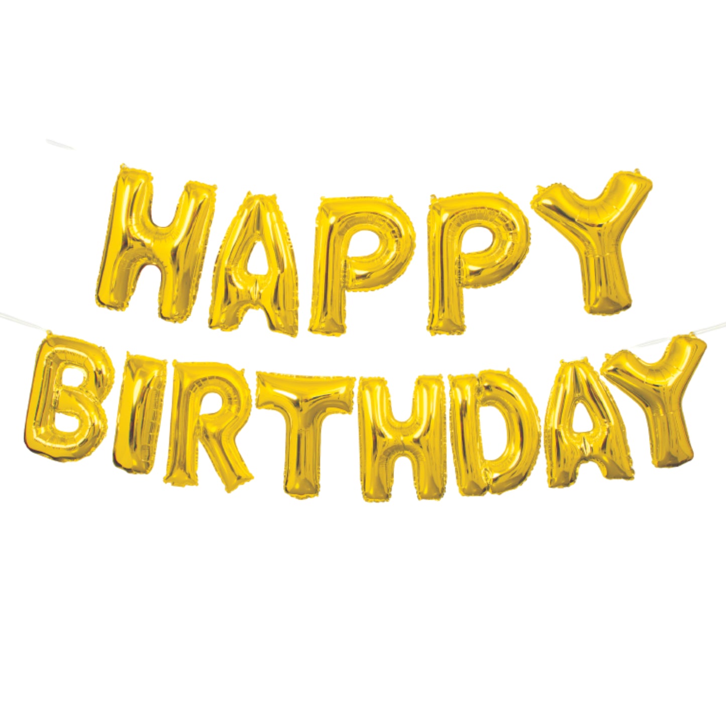 Gold Happy Birthday Phrase Foil Balloon Banner