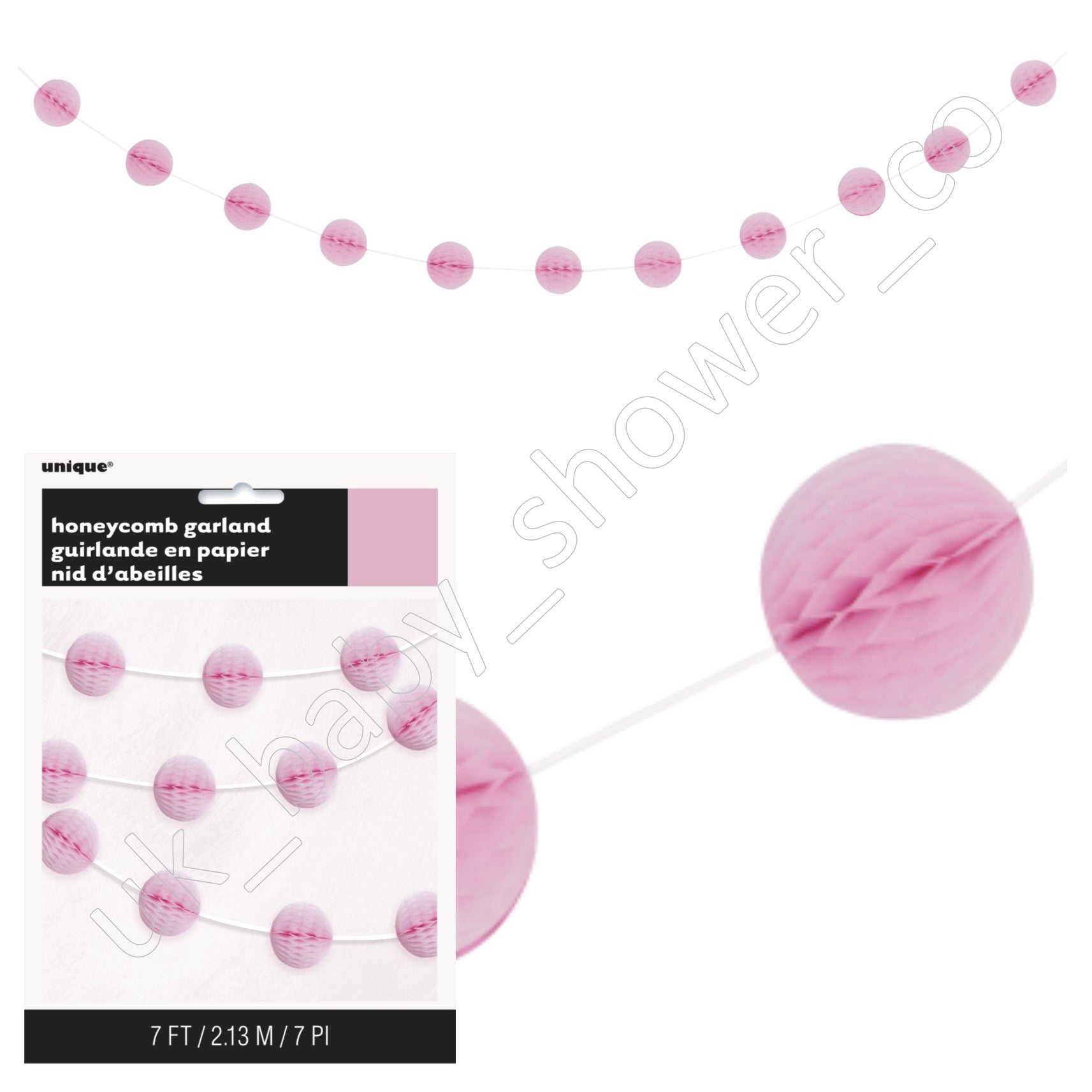 Honeycomb Garland Pink - Uk Baby Shower Co ltd