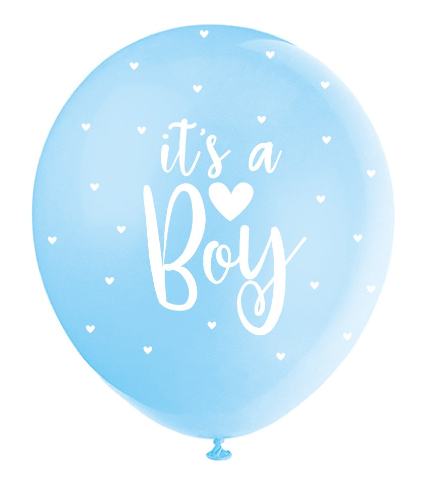 Its a Boy Blue and White Hearts Balloons - Uk Baby Shower Co ltd