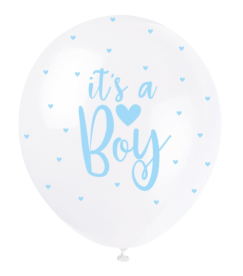Its a Boy Blue and White Hearts Balloons - Uk Baby Shower Co ltd