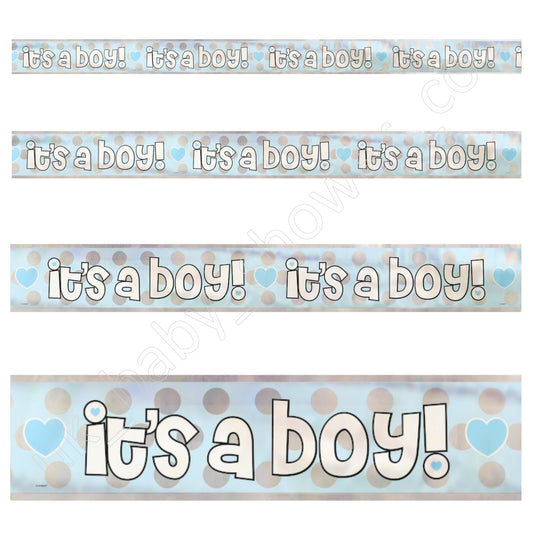 Its a Boy Polka Foil Banner - Uk Baby Shower Co ltd