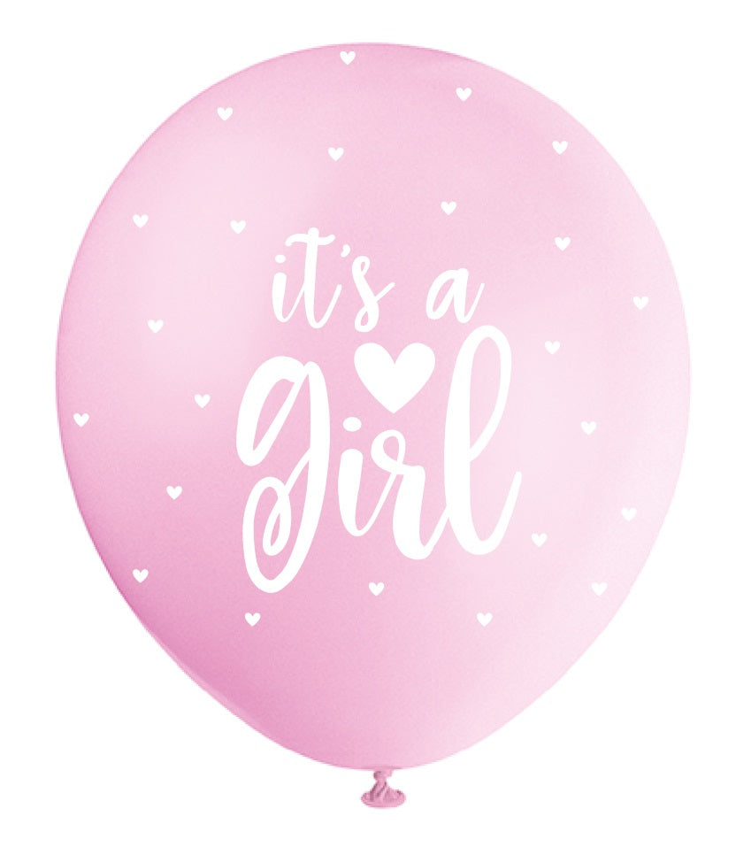 Its a Girl Pink and White Hearts Balloons - Uk Baby Shower Co ltd