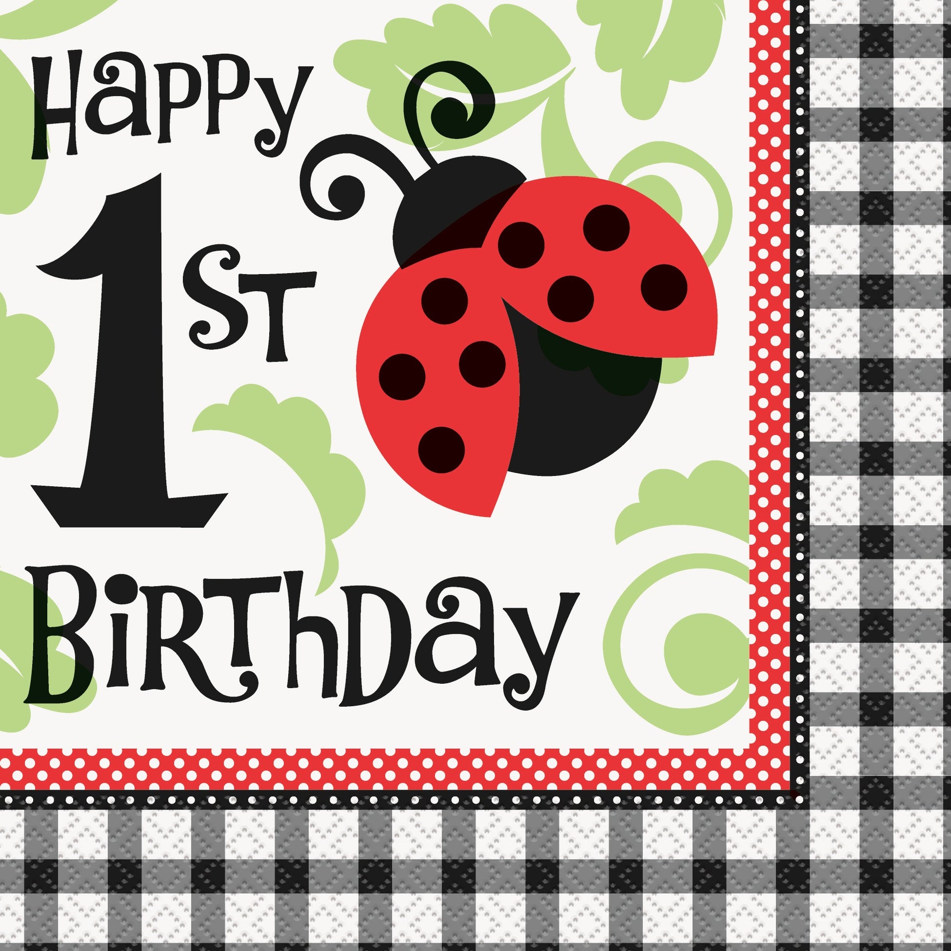Lively Ladybug 1st Birthday Napkins - Uk Baby Shower Co ltd