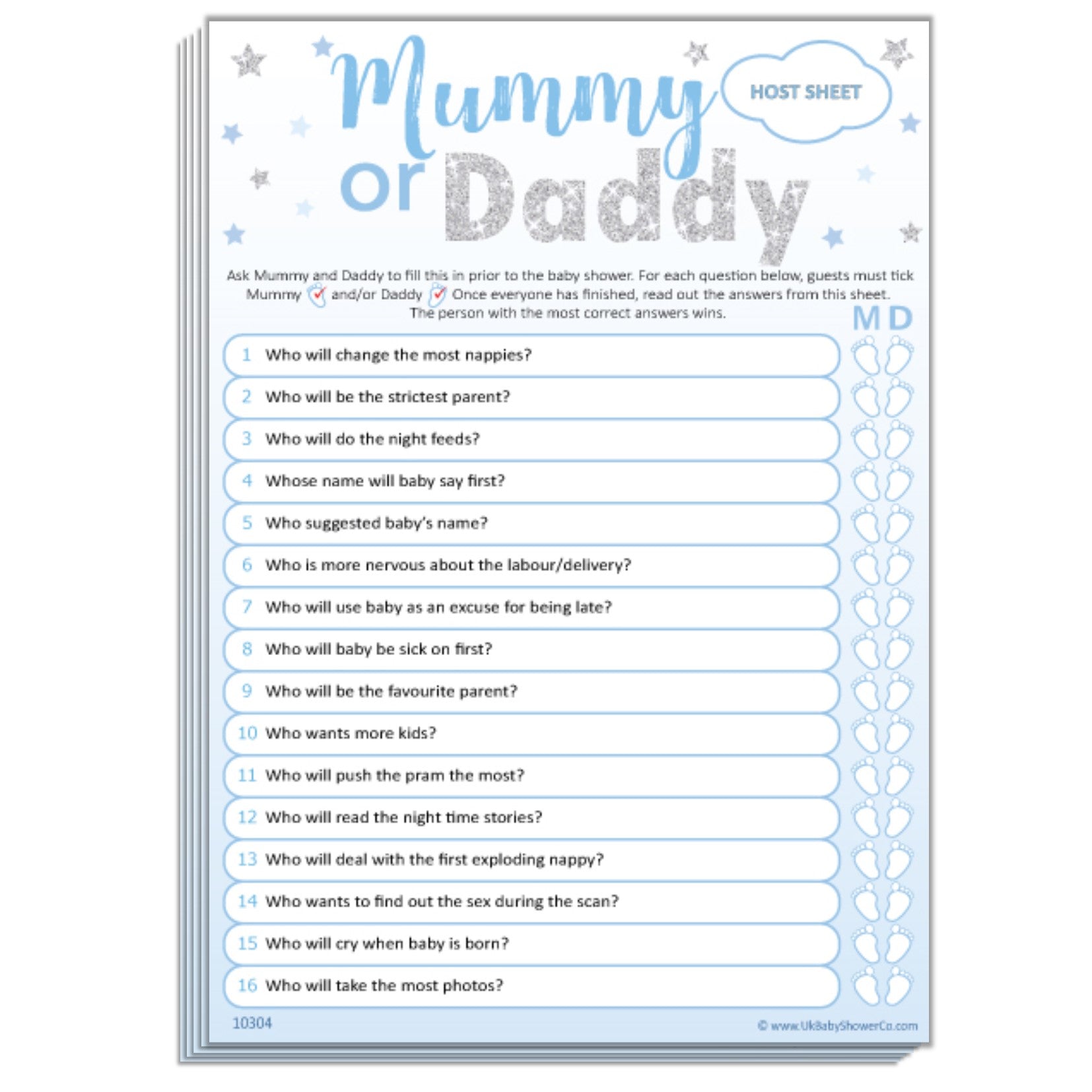Mummy or Daddy Party Game - Uk Baby Shower Co ltd