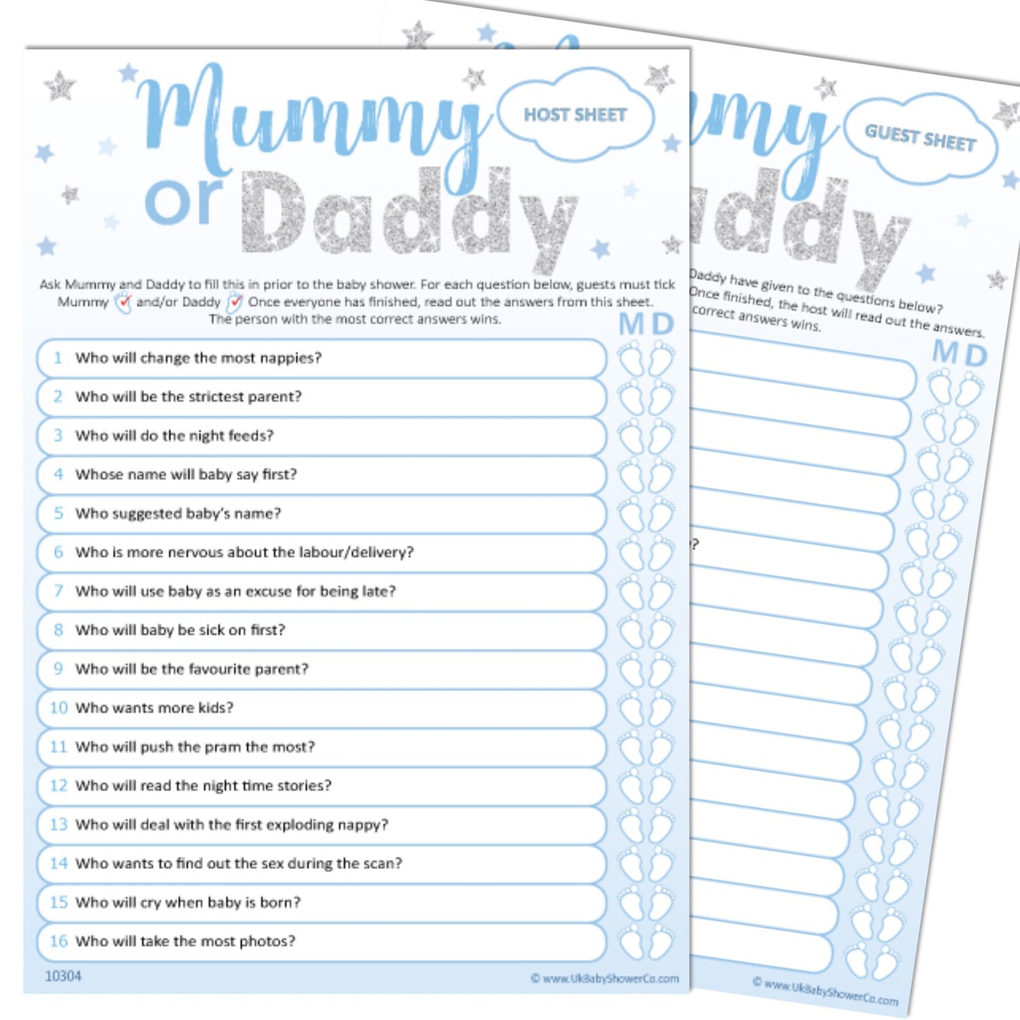Mummy or Daddy Party Game - Uk Baby Shower Co ltd