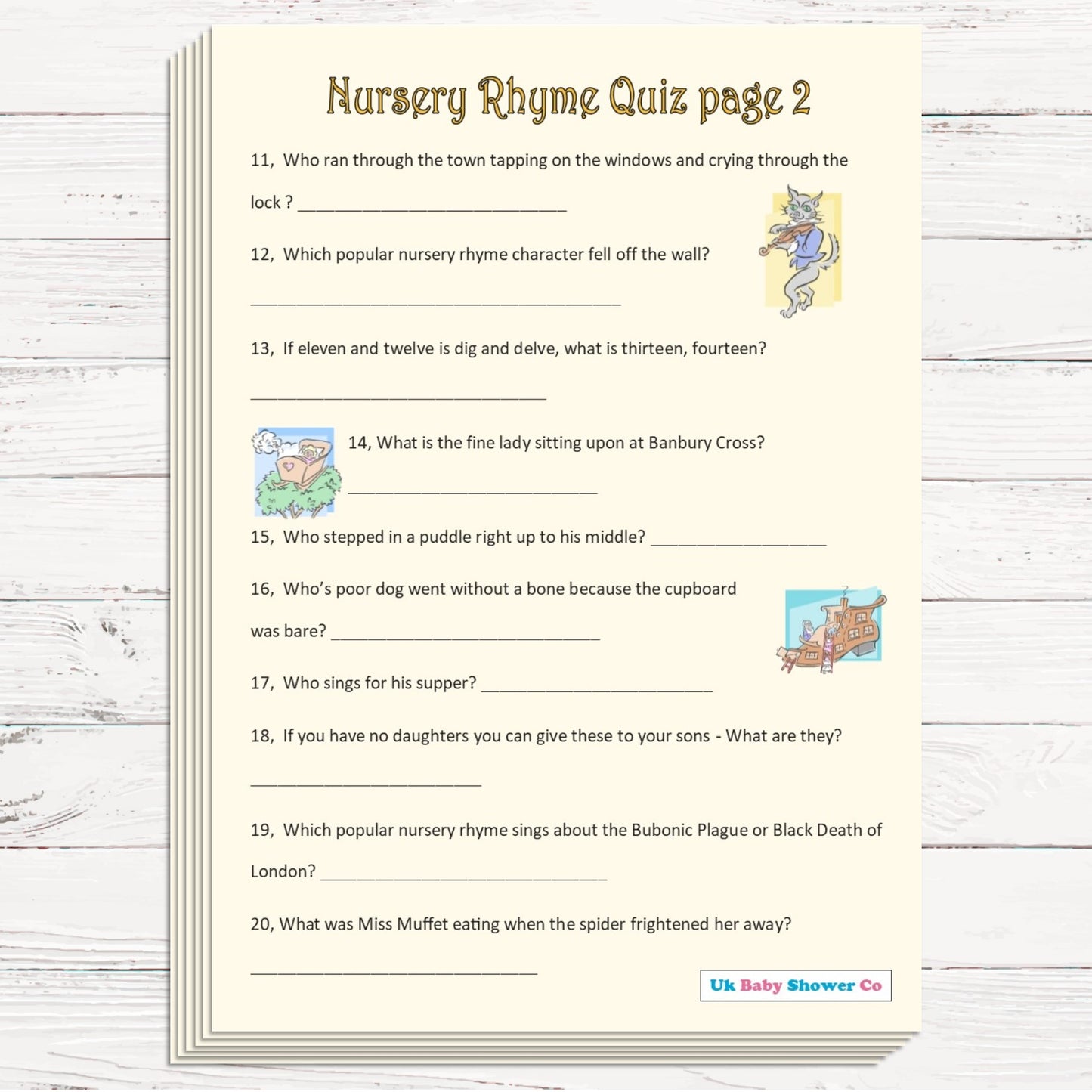 Nursery Rhyme Quiz Game Pastel Theme,[product type] - Baby Showers and More