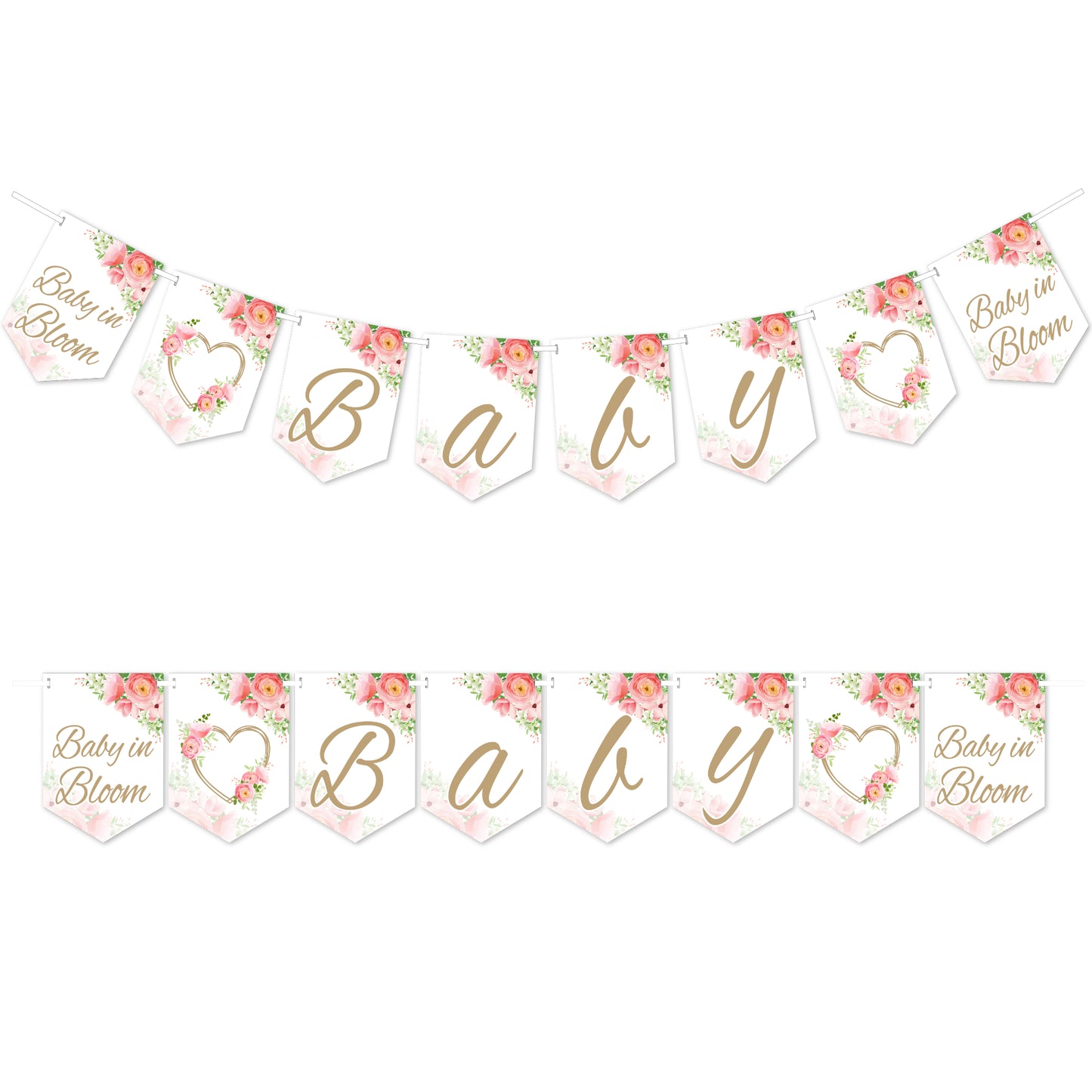 Pink Floral Themed BABY Flag Banner
