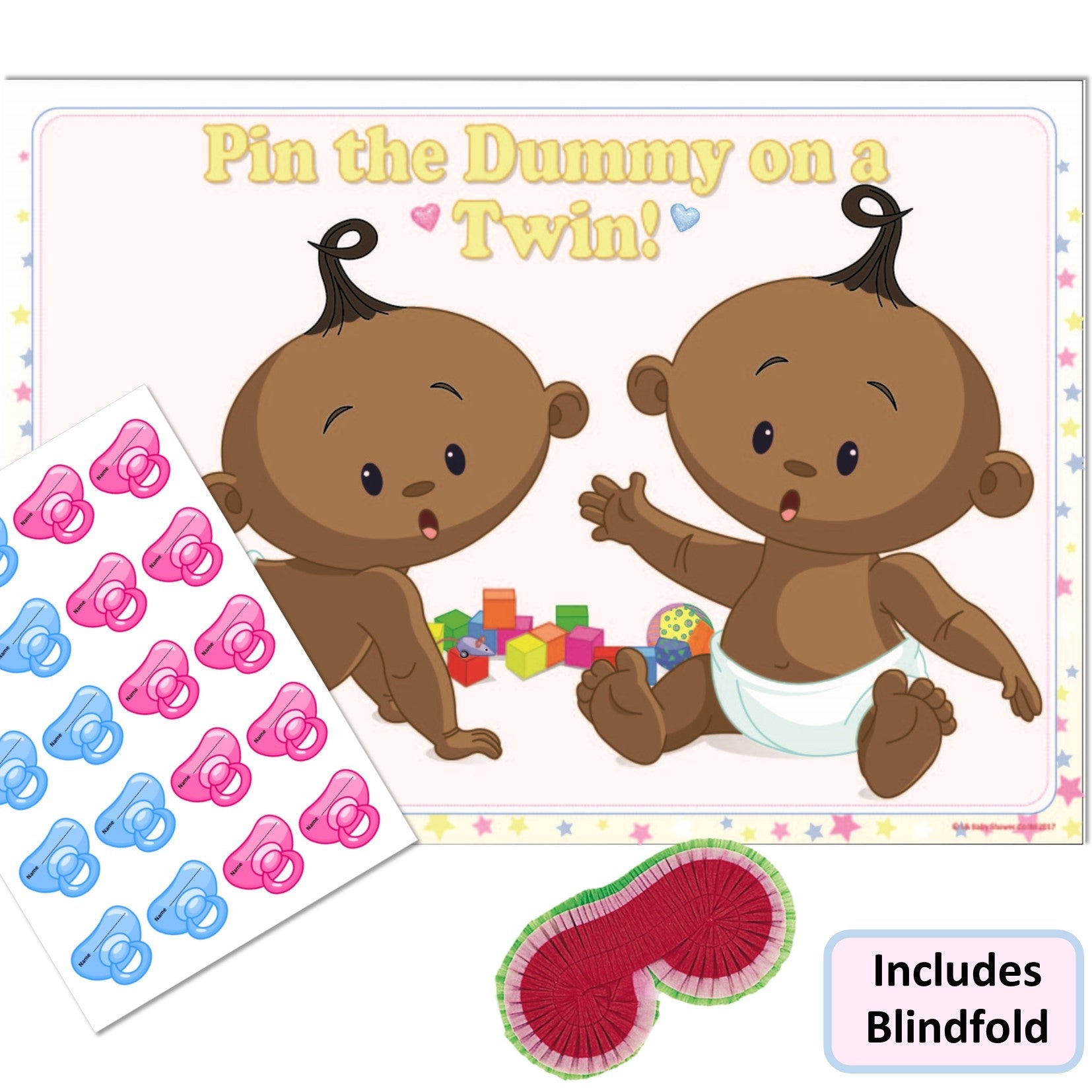 Stars Ethnic Pin the Dummy on a Twin Party Game,[product type] - Baby Showers and More