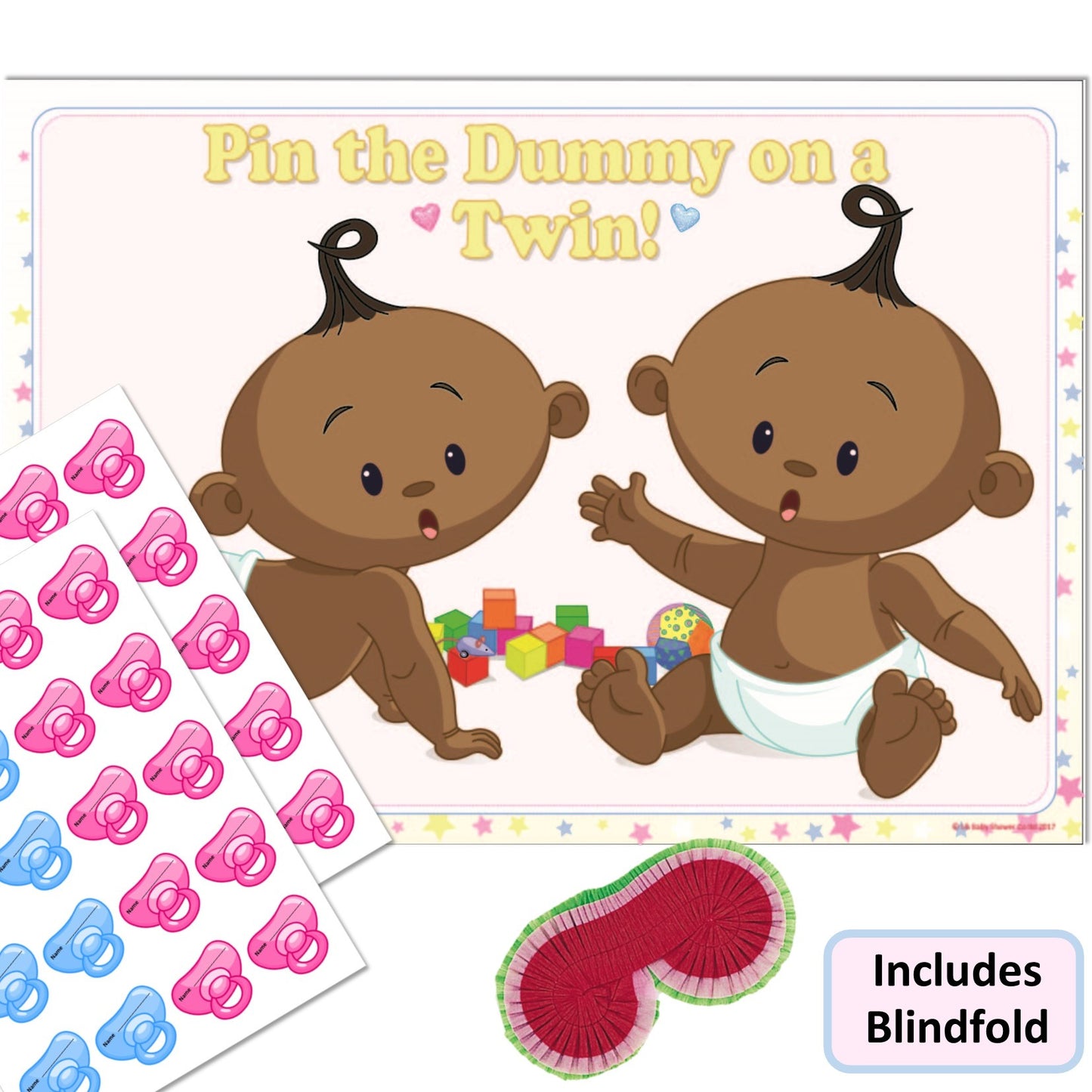 Stars Ethnic Pin the Dummy on a Twin Party Game,[product type] - Baby Showers and More