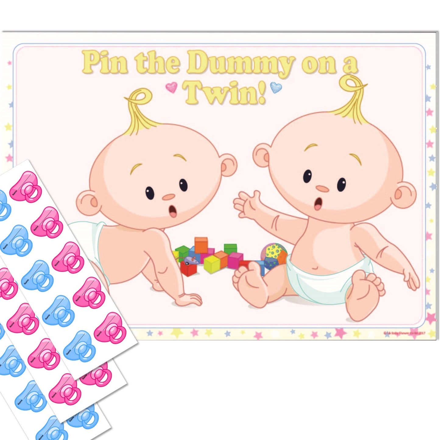 Pin the Dummy on a Twin Party Game Stars Theme,[product type] - Baby Showers and More