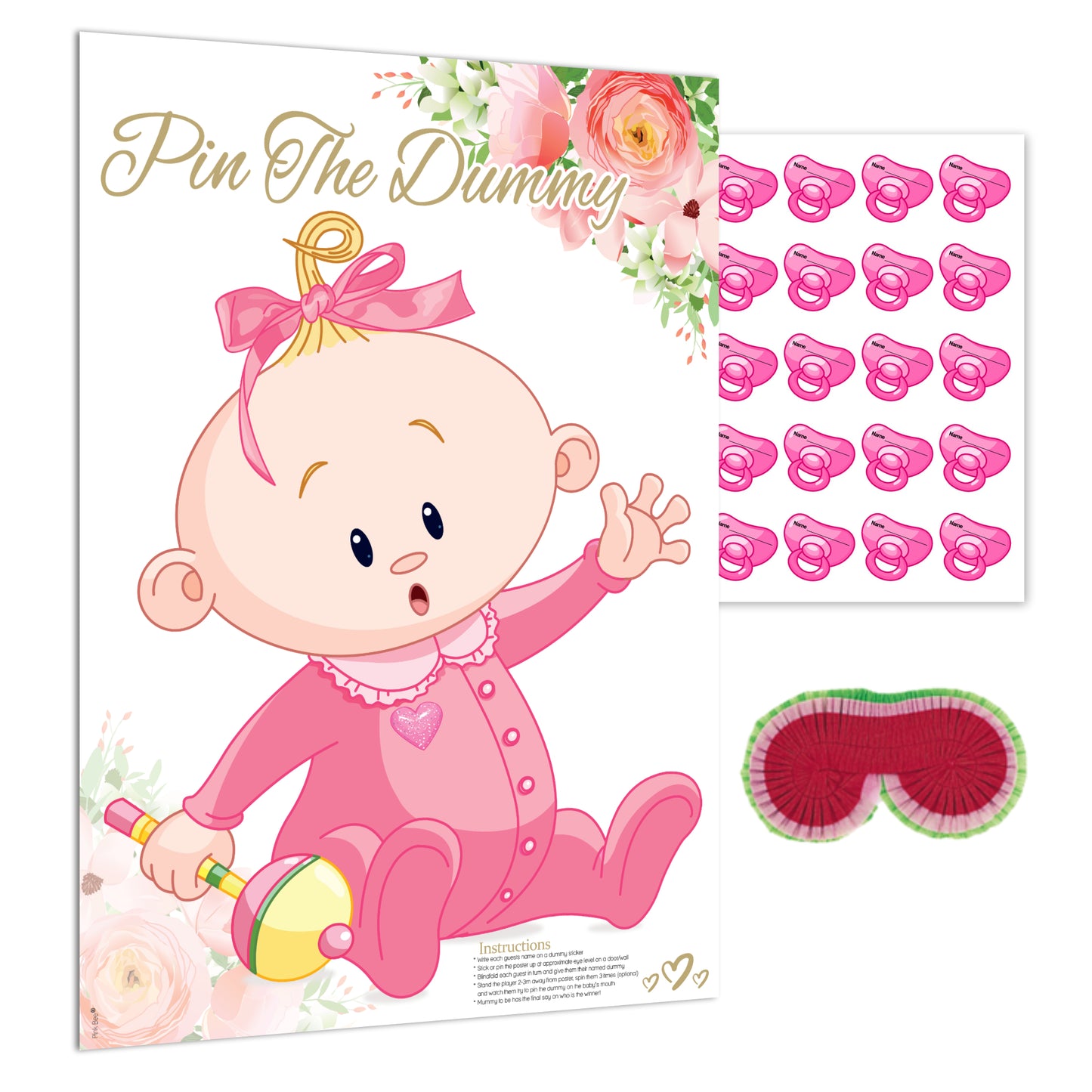 Pink Floral Pin the Dummy Game