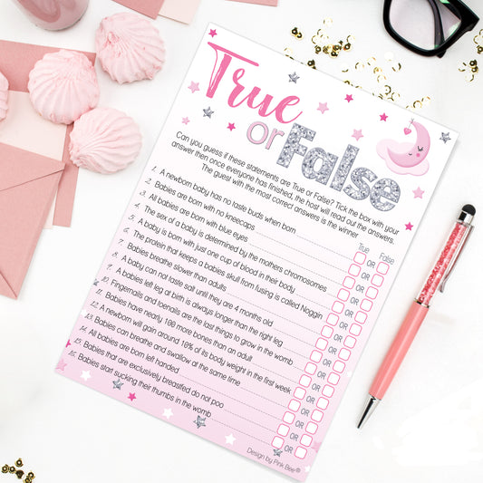 Pink Moon and Stars True or False Party Game