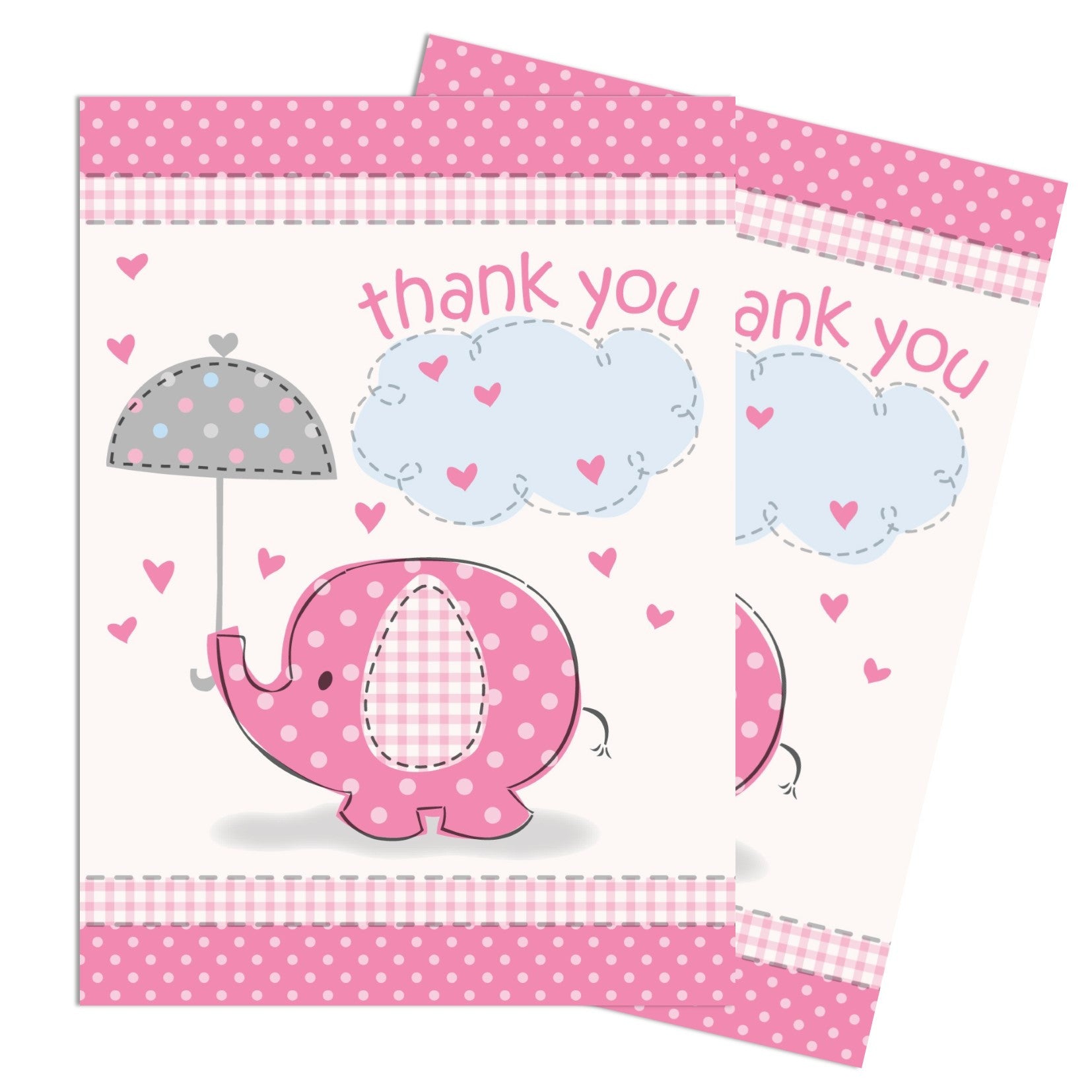Pink Umbrellaphant Thank You Cards,[product type] - Baby Showers and More