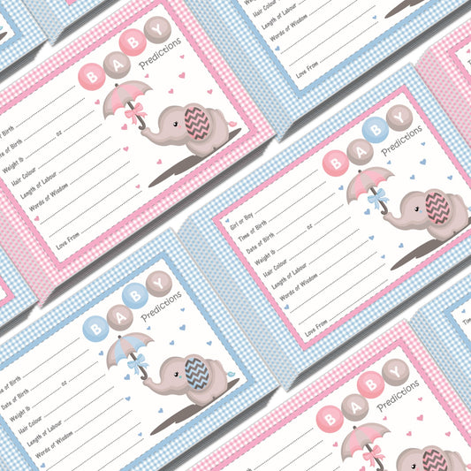 Baby Elephant Prediction Cards Keepsake Game - Uk Baby Shower Co ltd