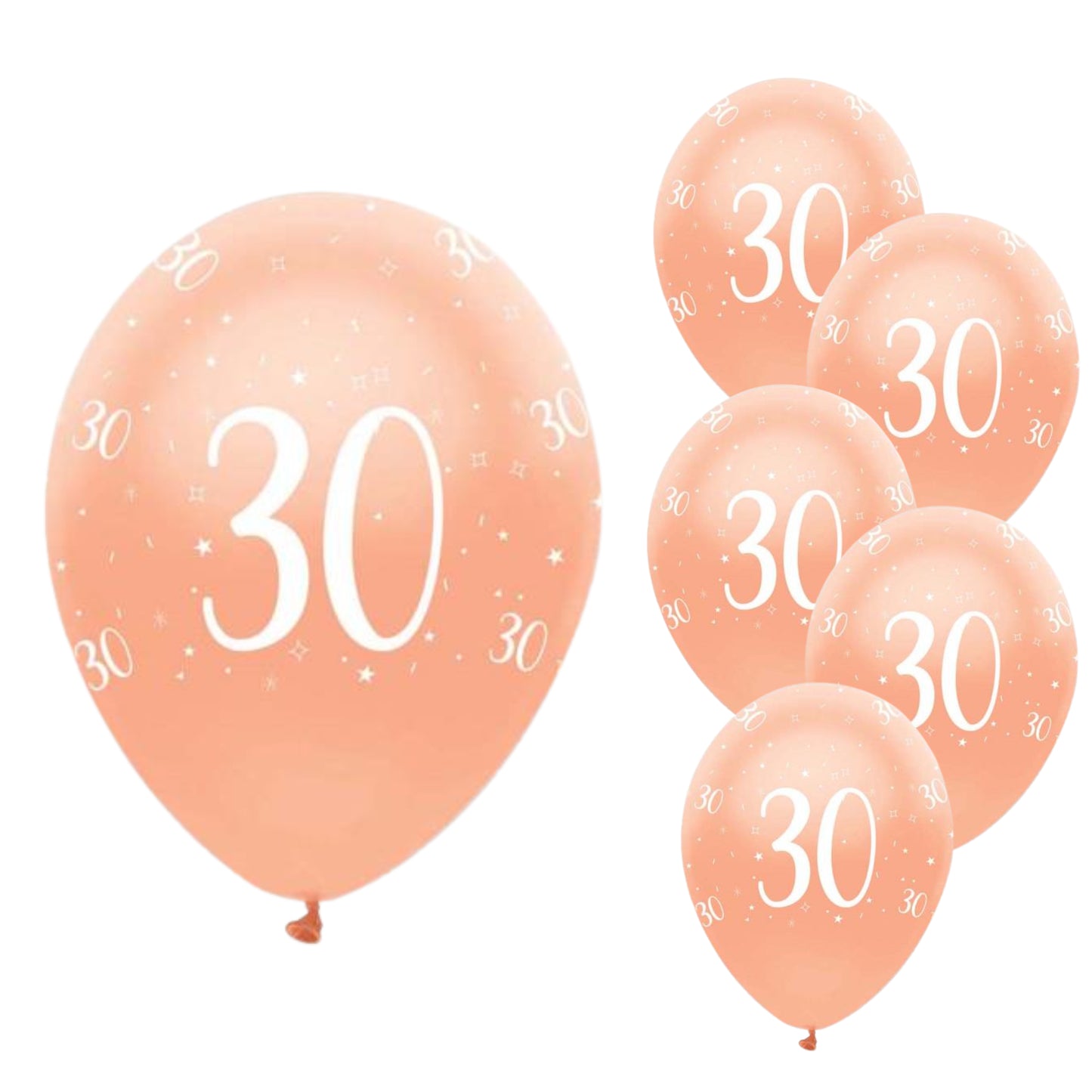 Rose Gold Age 30, 6 Latex Balloons by Creative Party