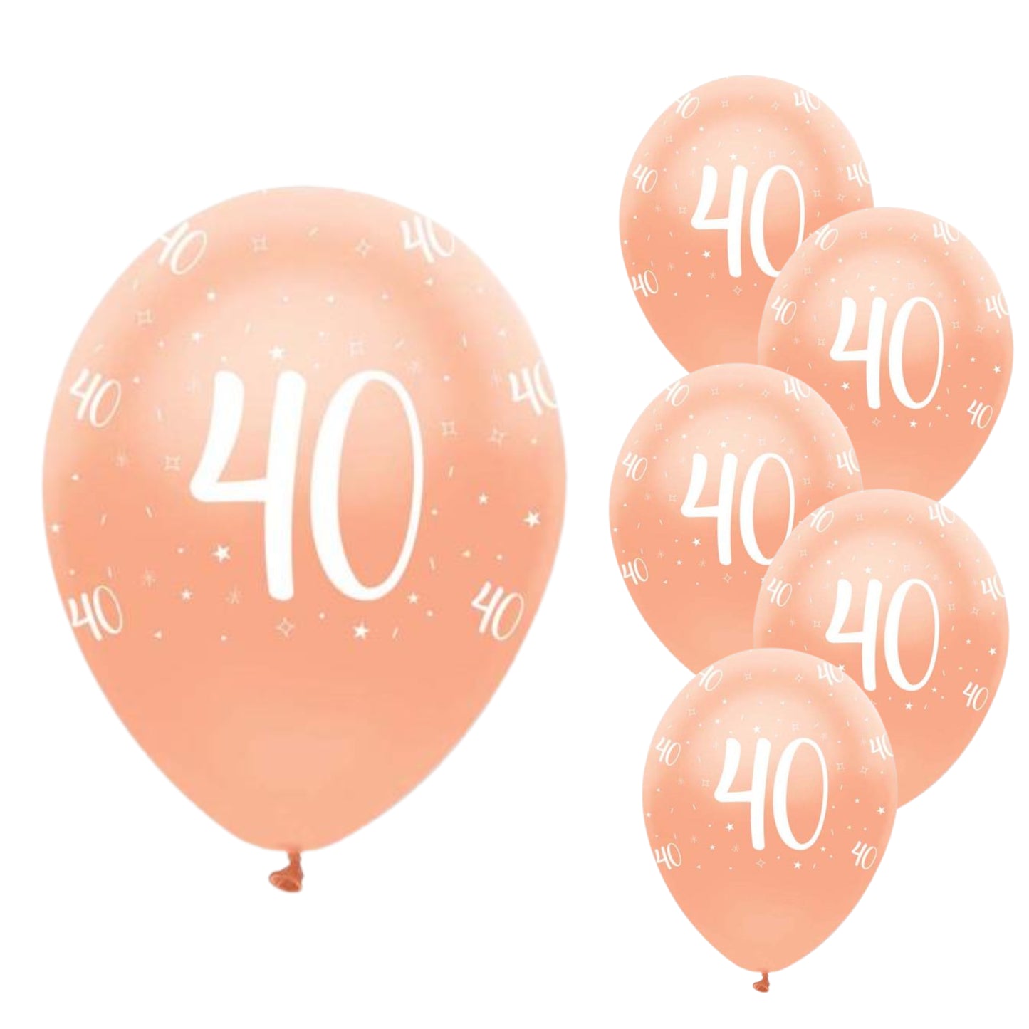 Rose Gold Age 40, 6 Latex Balloons by Creative Party