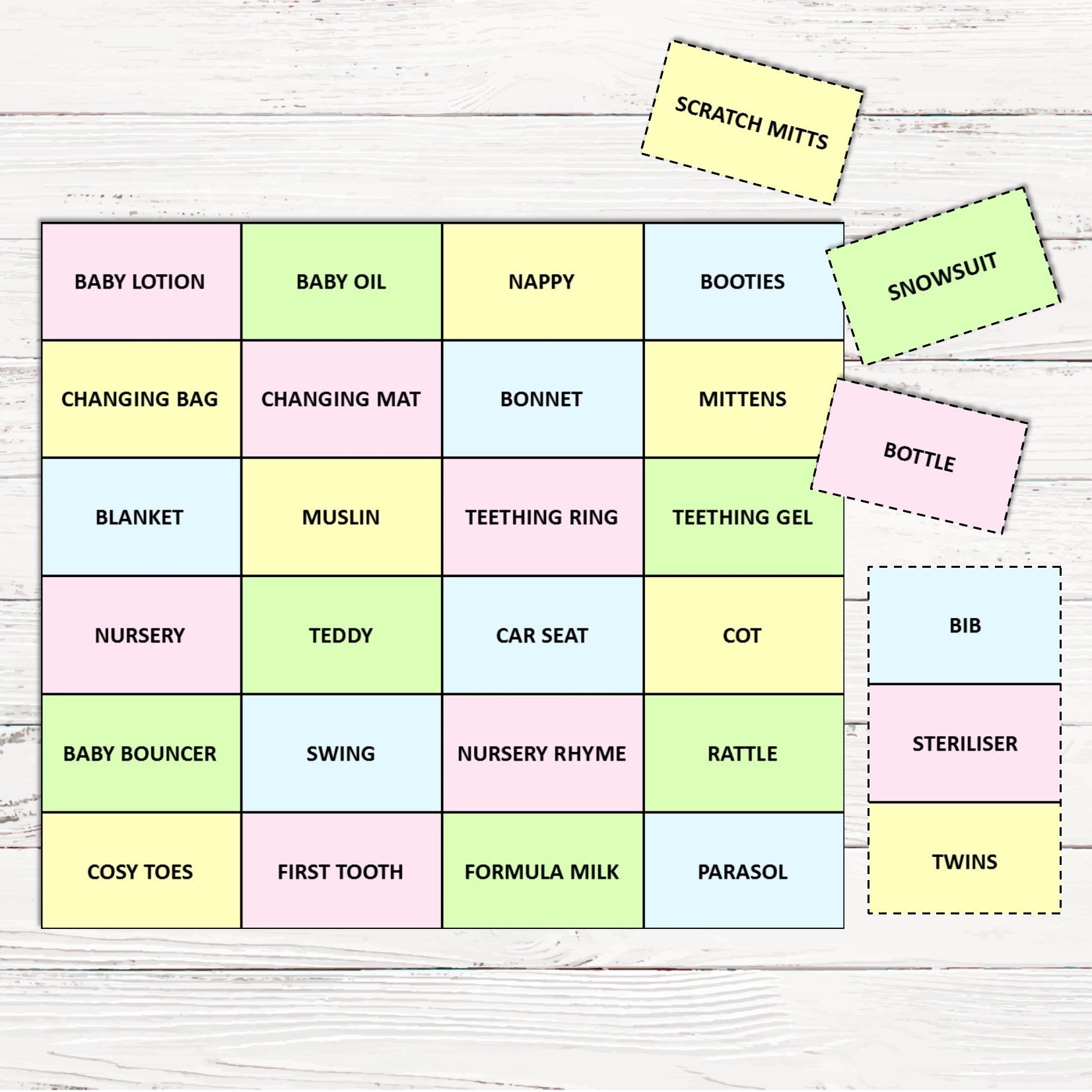 Pastel Baby Bingo Game,[product type] - Baby Showers and More